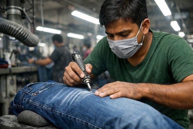 Denim whiskering